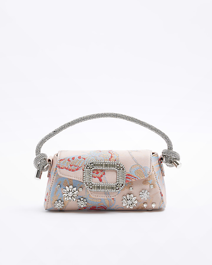 Pink embellished best sale clutch bag