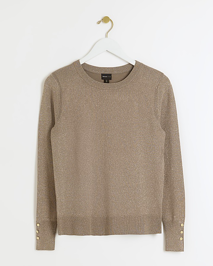 Gold knitted long sleeve top