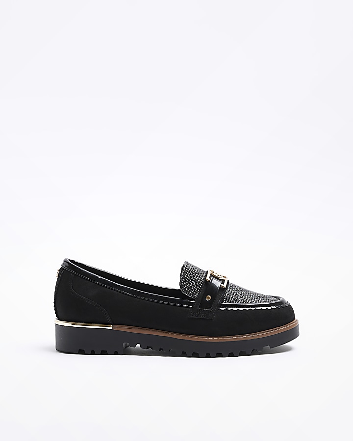 Black textured loafers | River Island