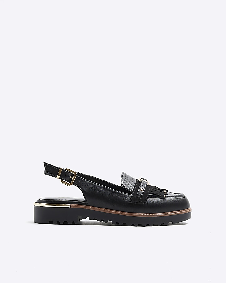 Black sling back loafers | River Island