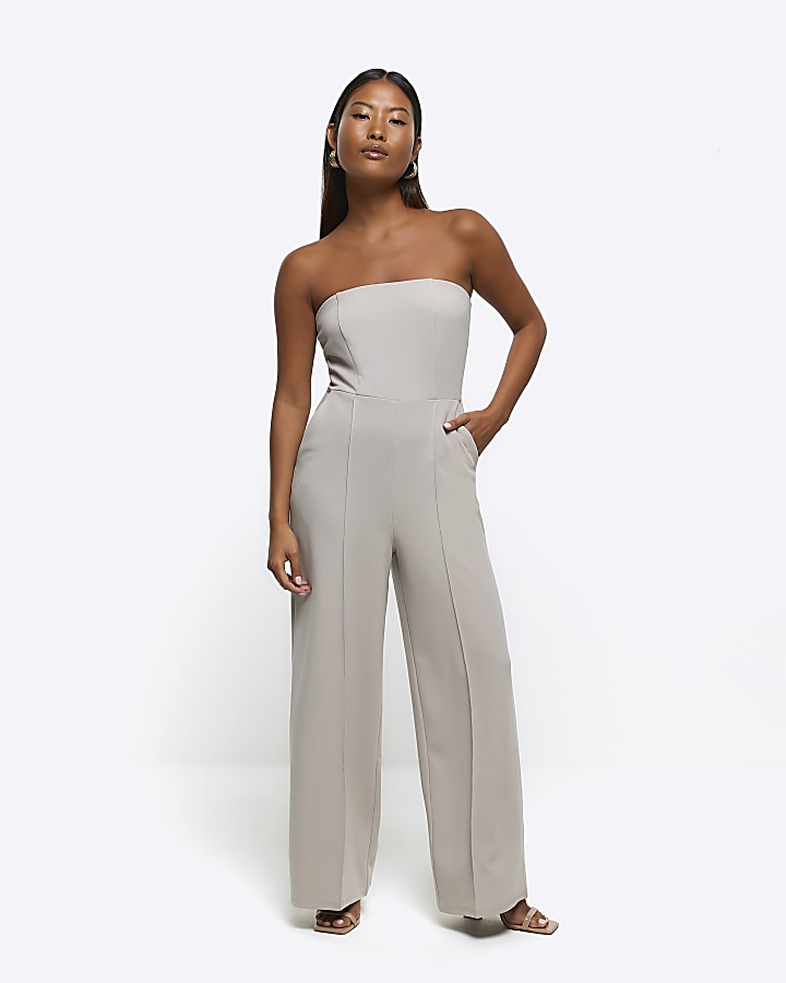 Grey sales petite jumpsuit