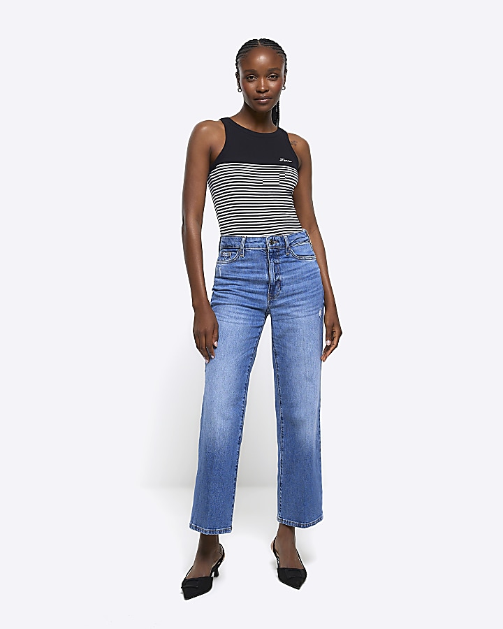 High waisted belt cheap loop jeans