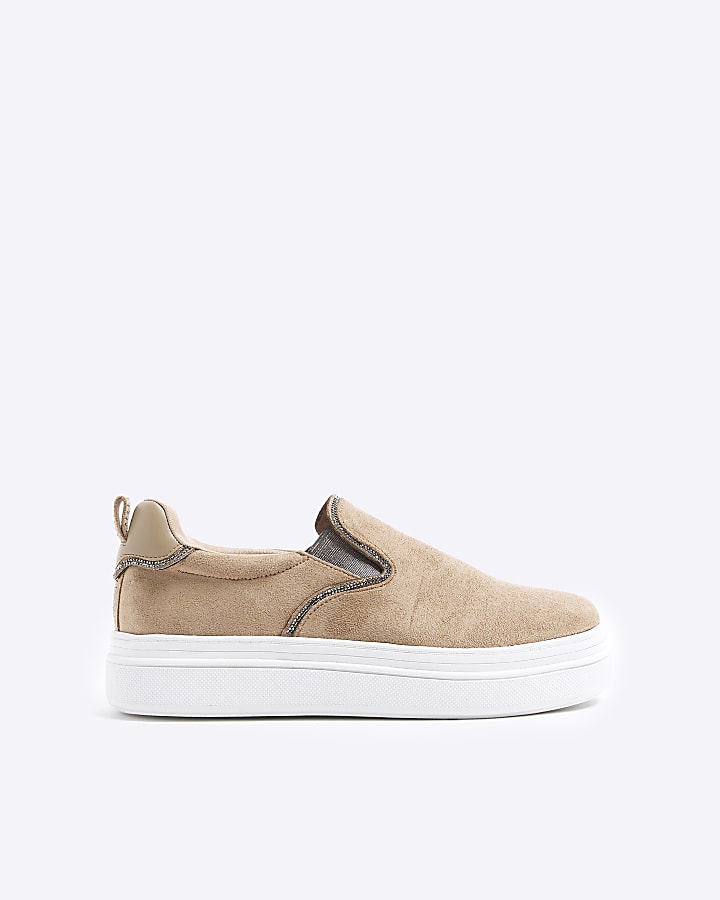 Beige slip 2024 on trainers