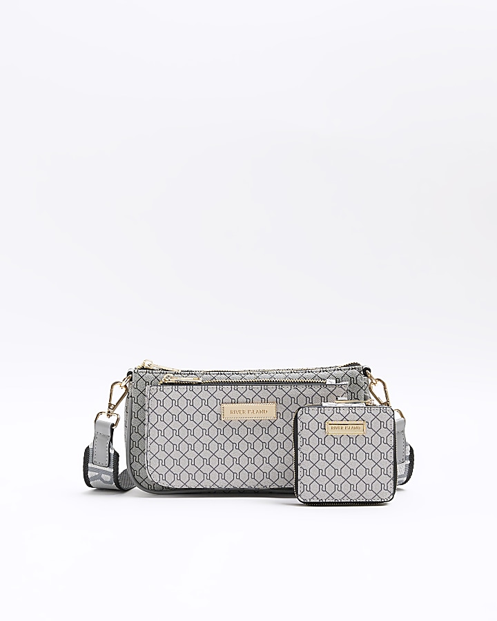 River island grey sales monogram bag