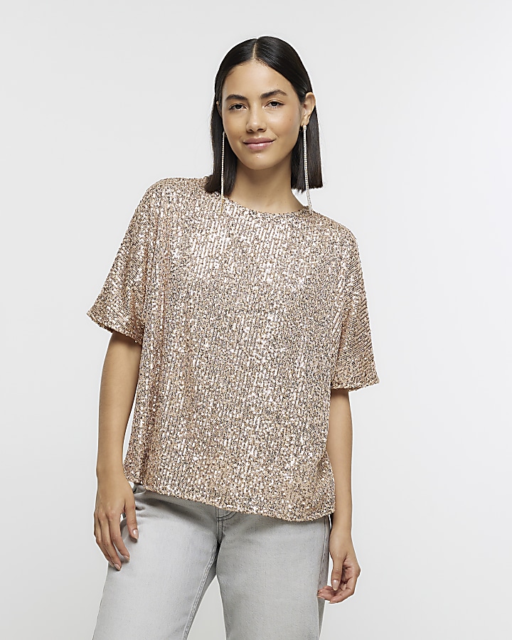 Rose Gold sequin t-shirt