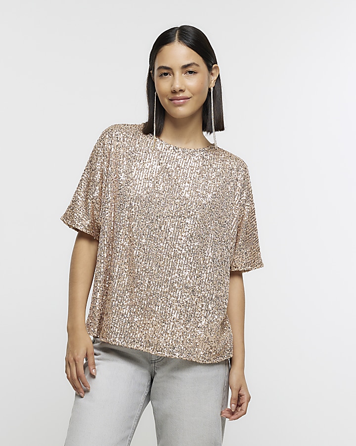 Rose gold hotsell sequin tops