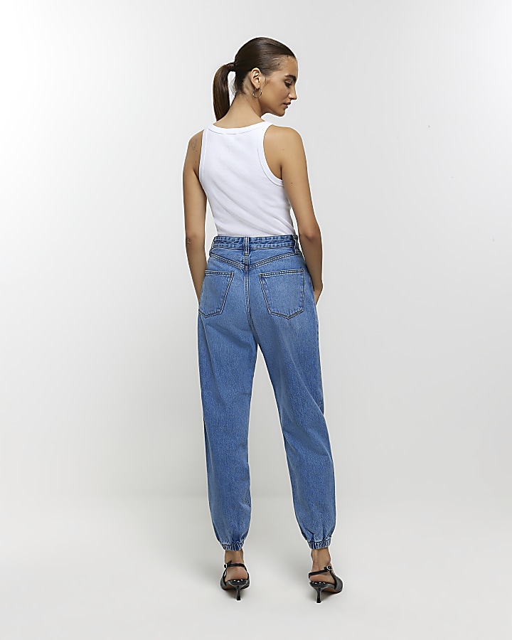 Blue high waisted jogger jeans