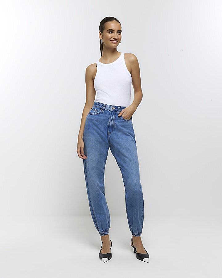 Blue high waisted jogger jeans