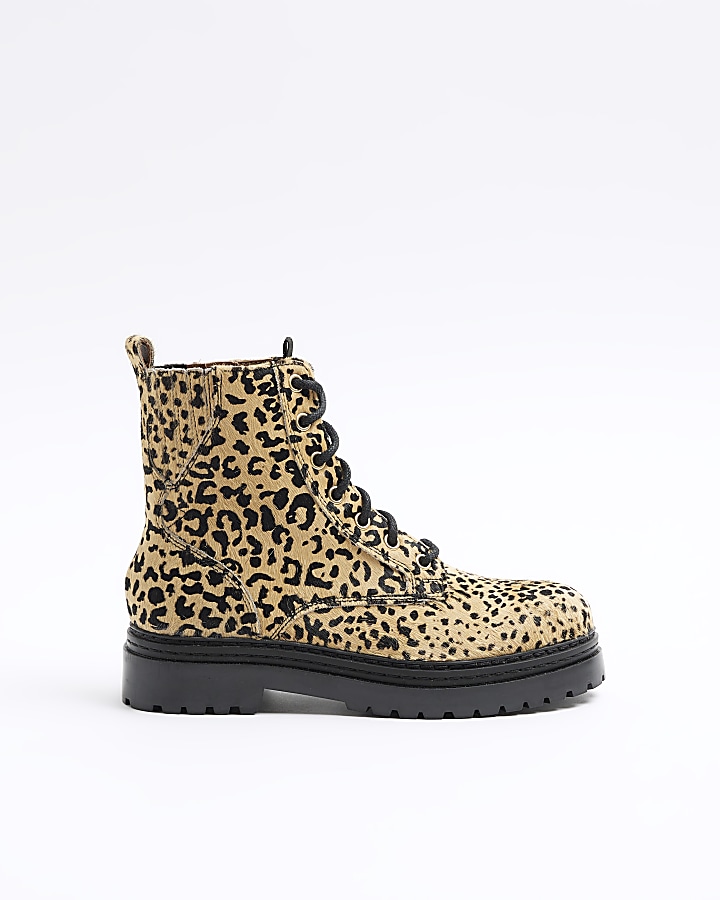 Animal print 2025 lace up boots