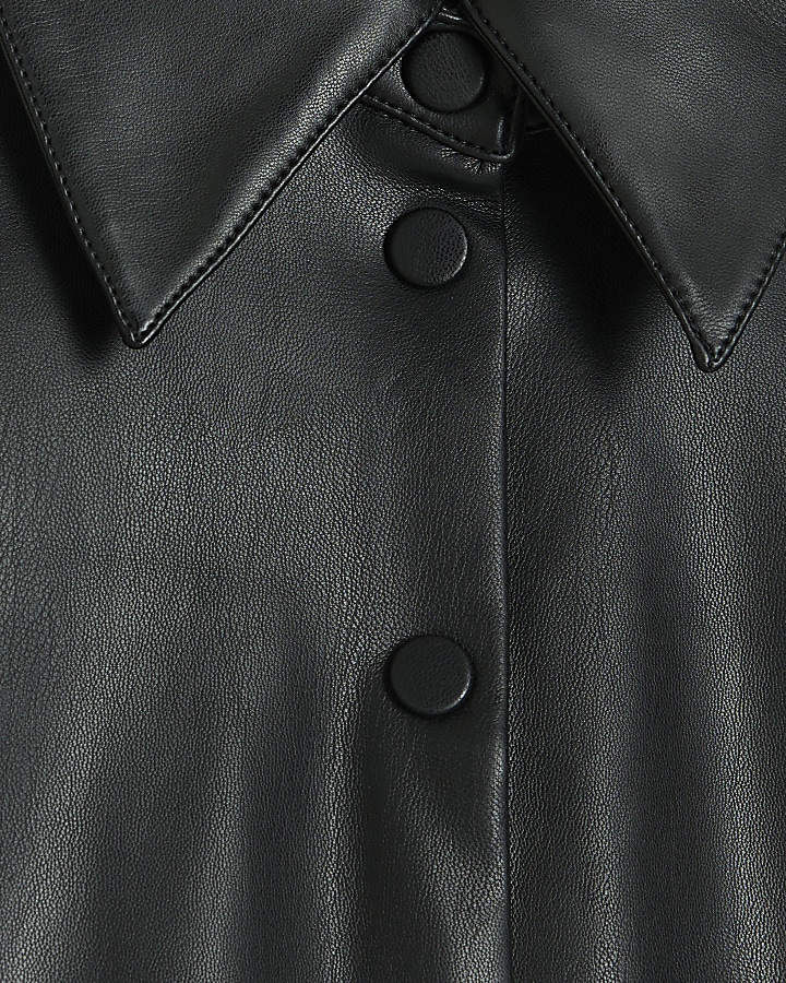 Black faux leather shirt