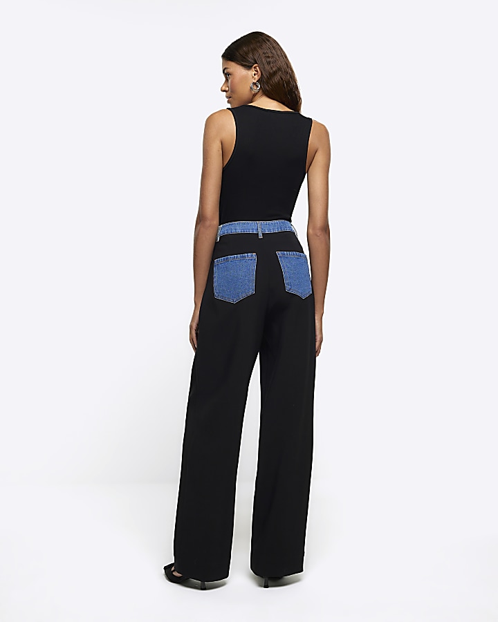 Black hybrid tailored trousers