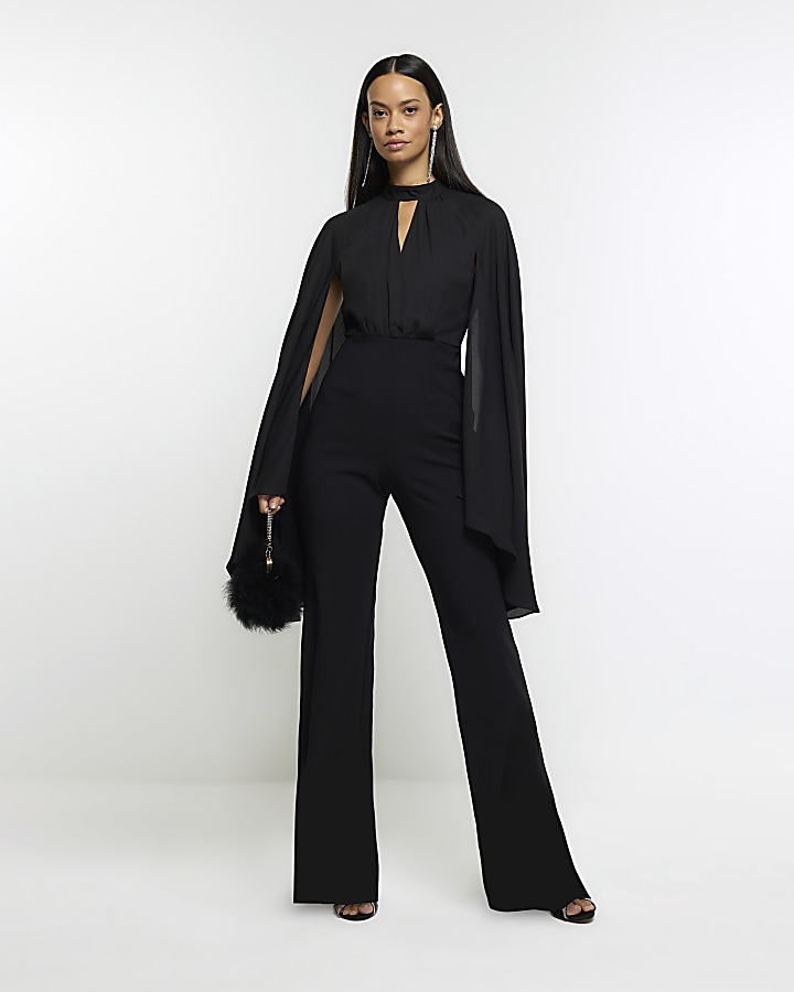 Black hotsell cape jumpsuit