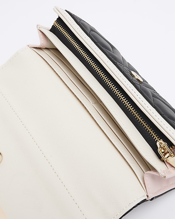 Black quilted purse River Island