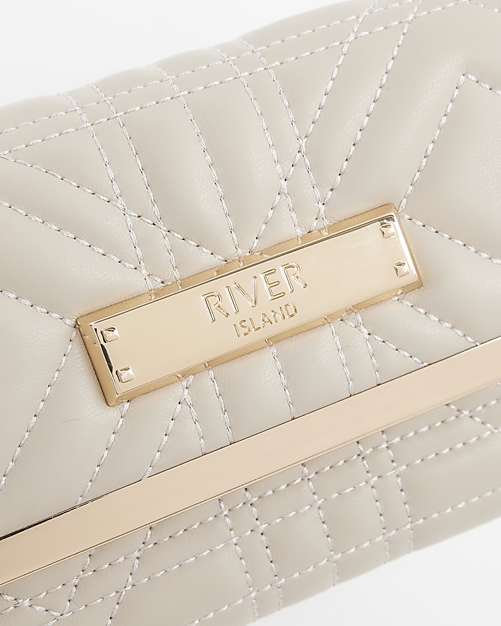 Cream quilted purse River Island