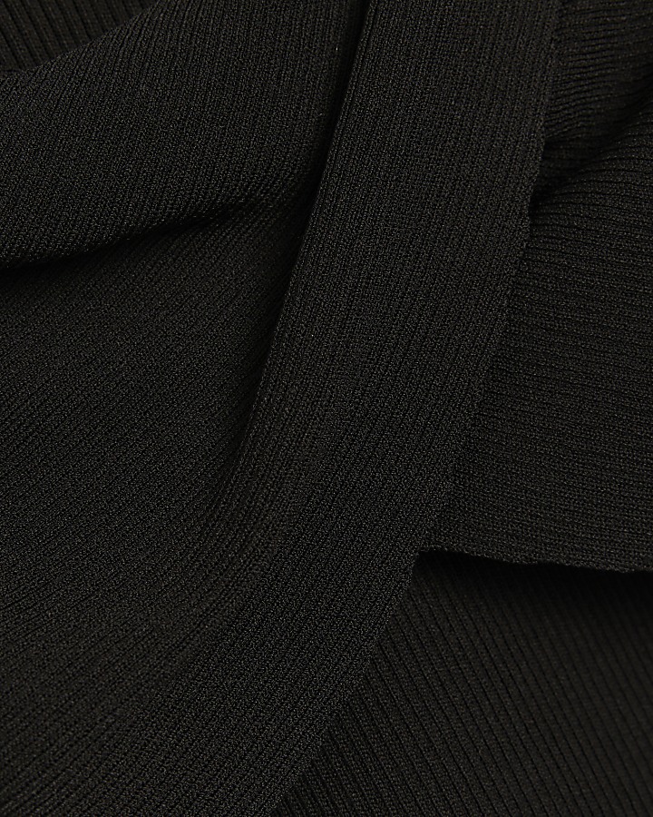 Black mesh detail long sleeve top | River Island