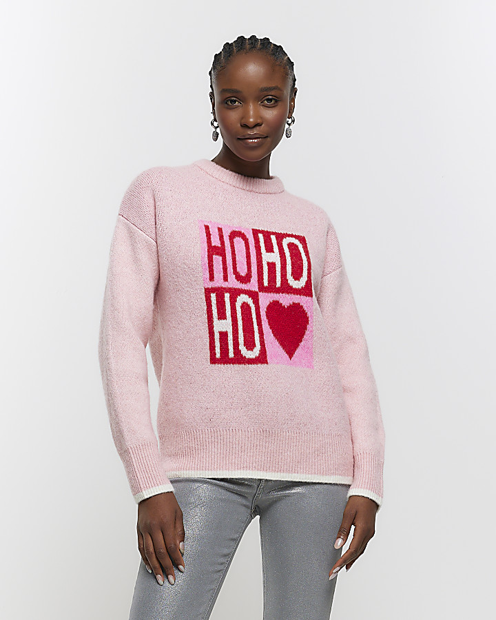 Pink hot sale christmas jumper