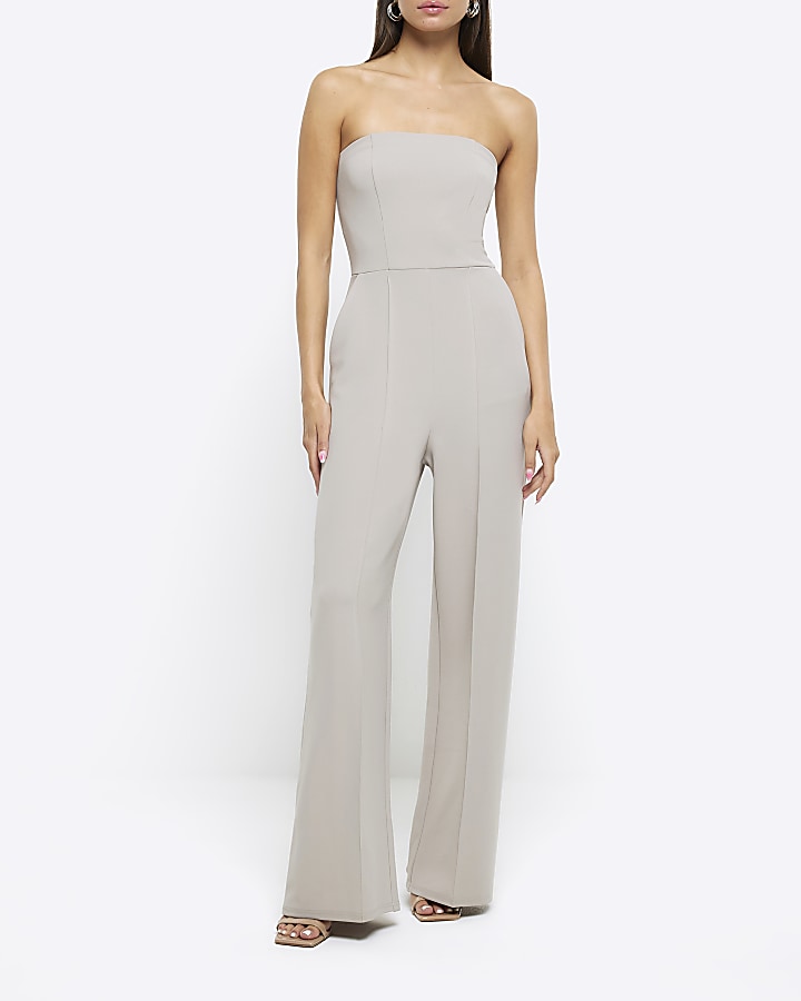 Grey bandeau jumpsuit | River Island