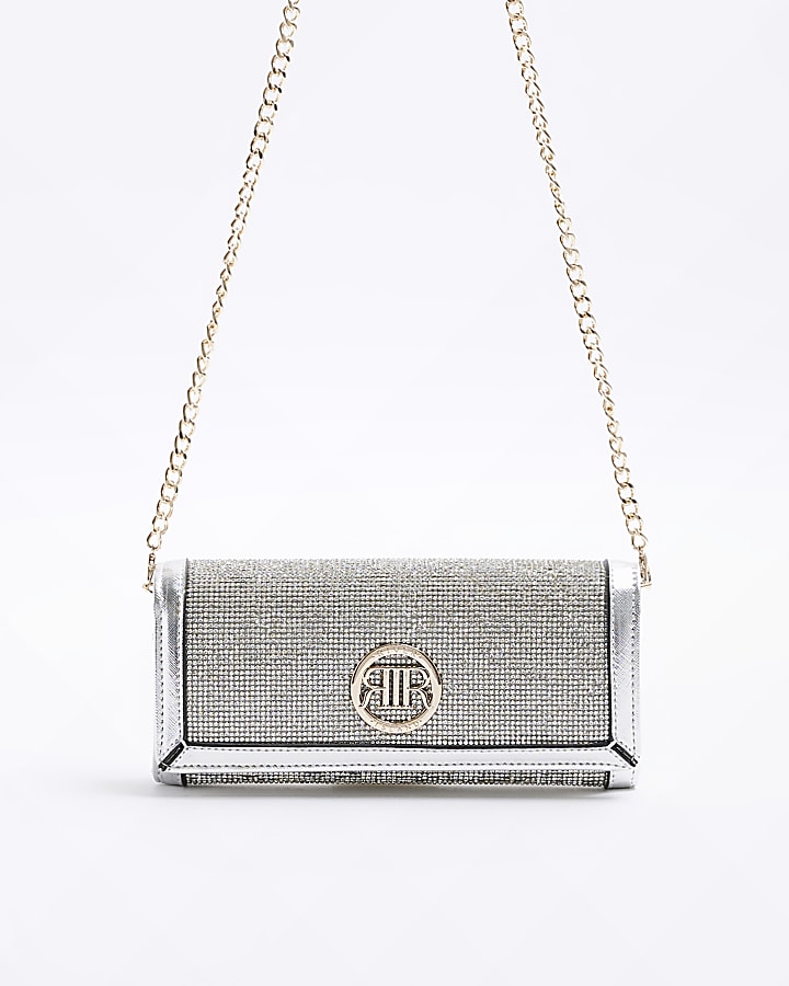 River island silver online bag