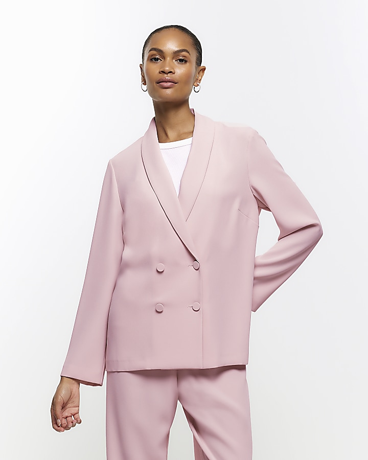 Double breasted blazer clearance pink