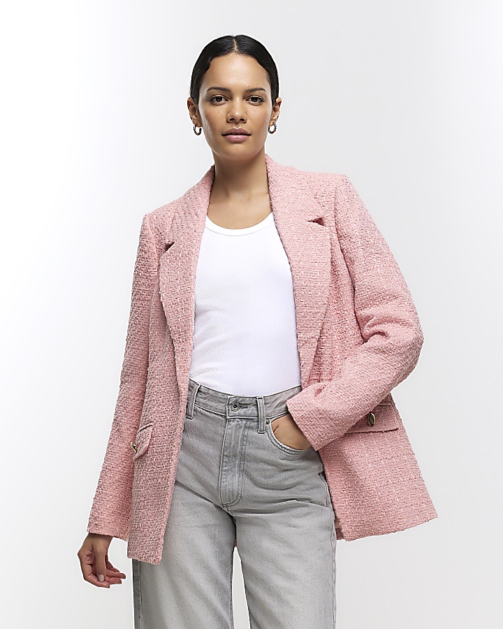 Tailored Boucle Jacket in Pink