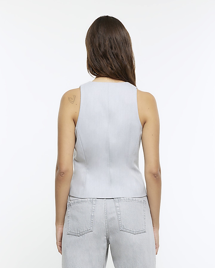 Grey Button Front Waistcoat