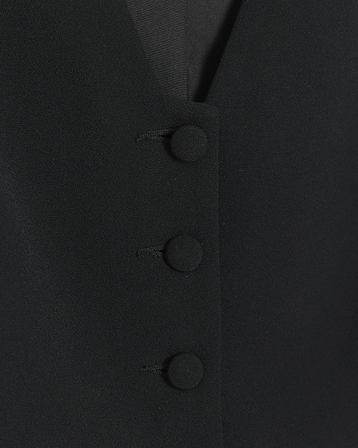 Black Button Front Clean Waistcoat