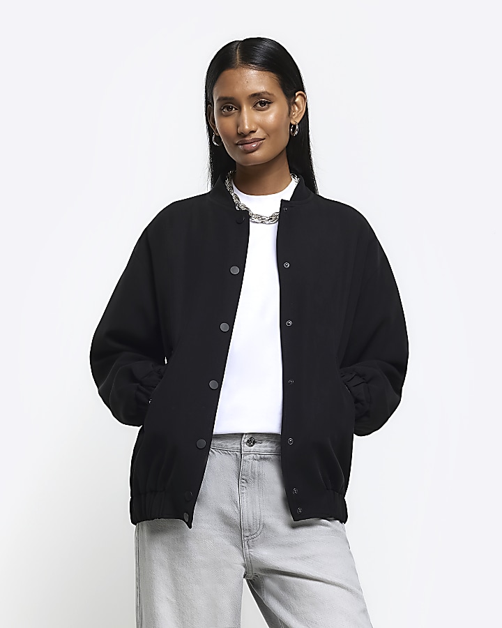 Black oversized bomber jacket