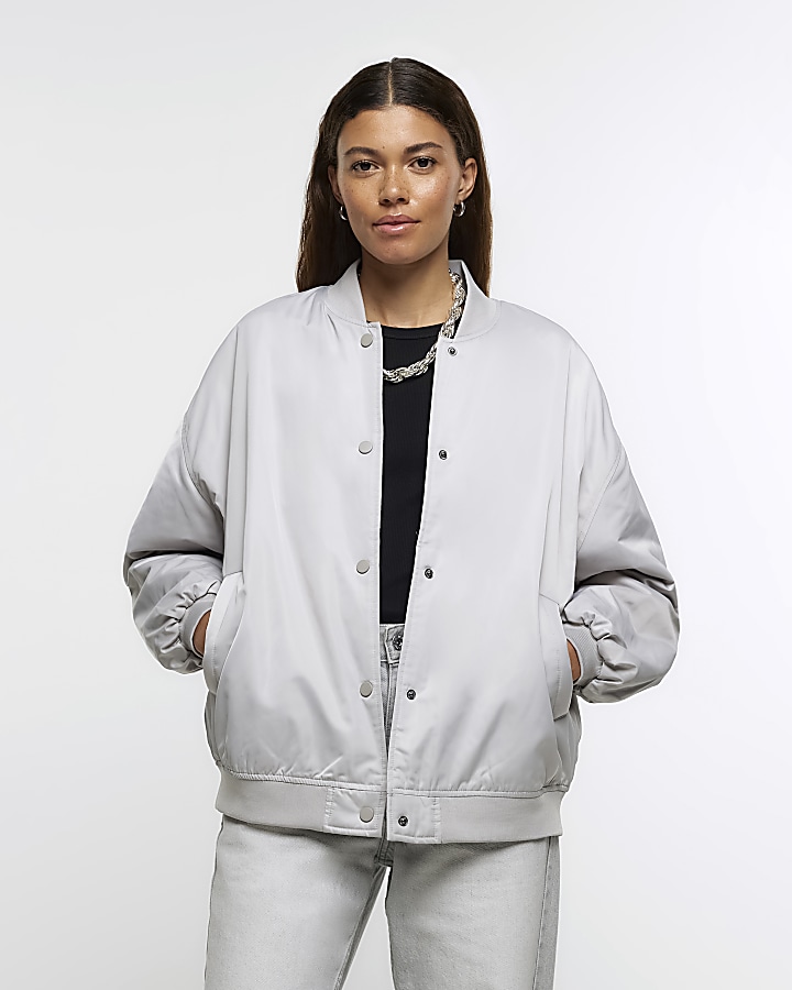 Grey bomber shop jacket womens