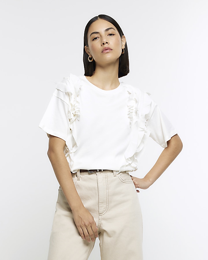 Cream frill t-shirt