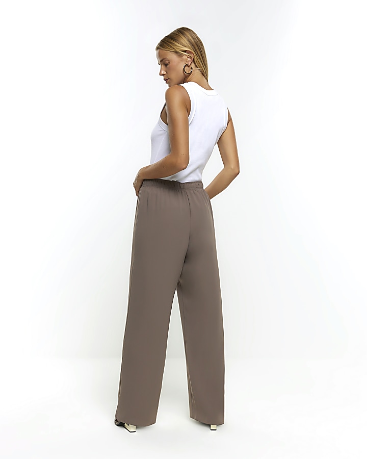 Taupe wide leg Trouser | River Island
