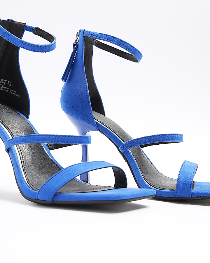 Blue closed back heeled sandals