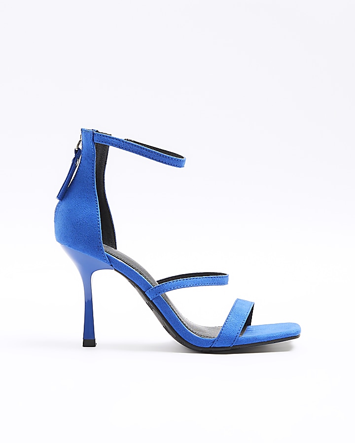 Blue closed back heeled sandals