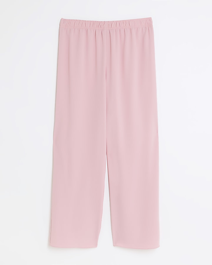 Pink wide leg elasticated trousers | River Island