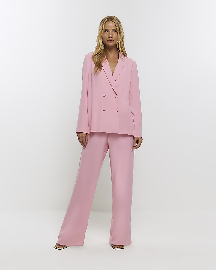 Pink wide leg elasticated trousers