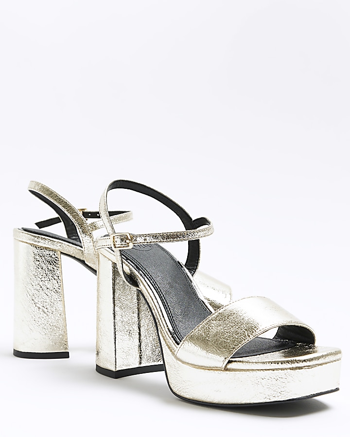 Gold platform heeled sandals