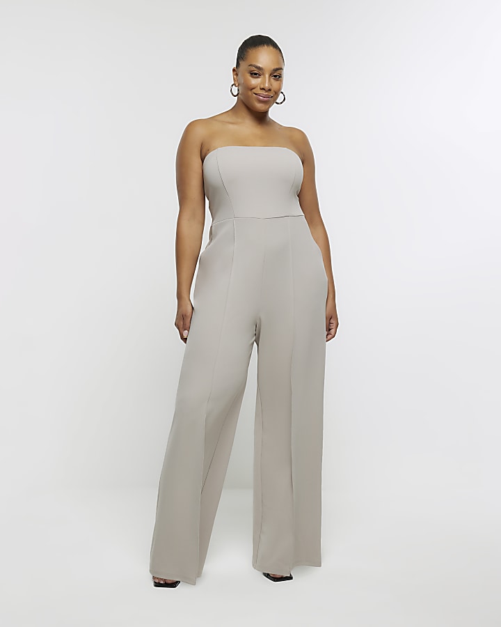 Grey plus hot sale size jumpsuit