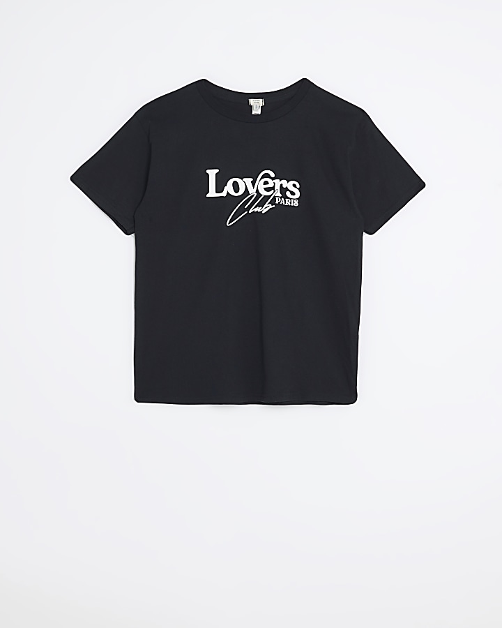 Black graphic print t-shirt | River Island