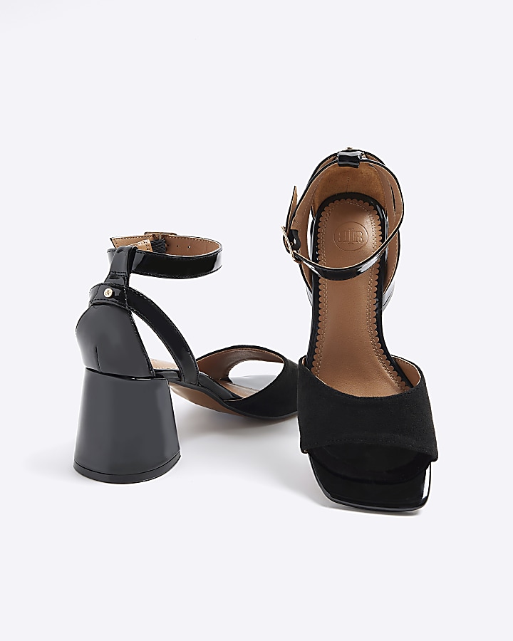 Black open toe block heeled sandals