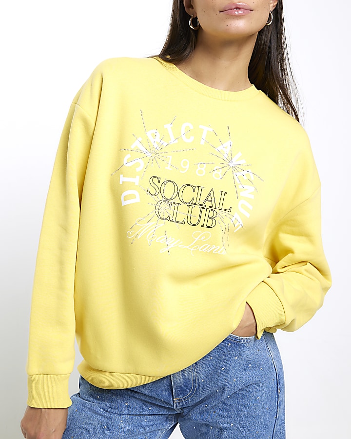 Yellow graphic embellished sweatshirt