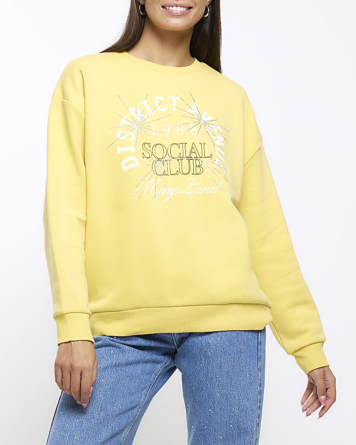 Yellow cheap graphic sweatshirt