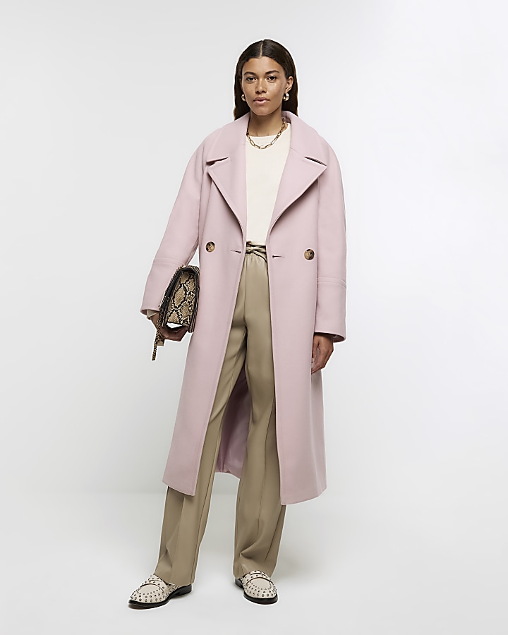 River island pink fur sales coat