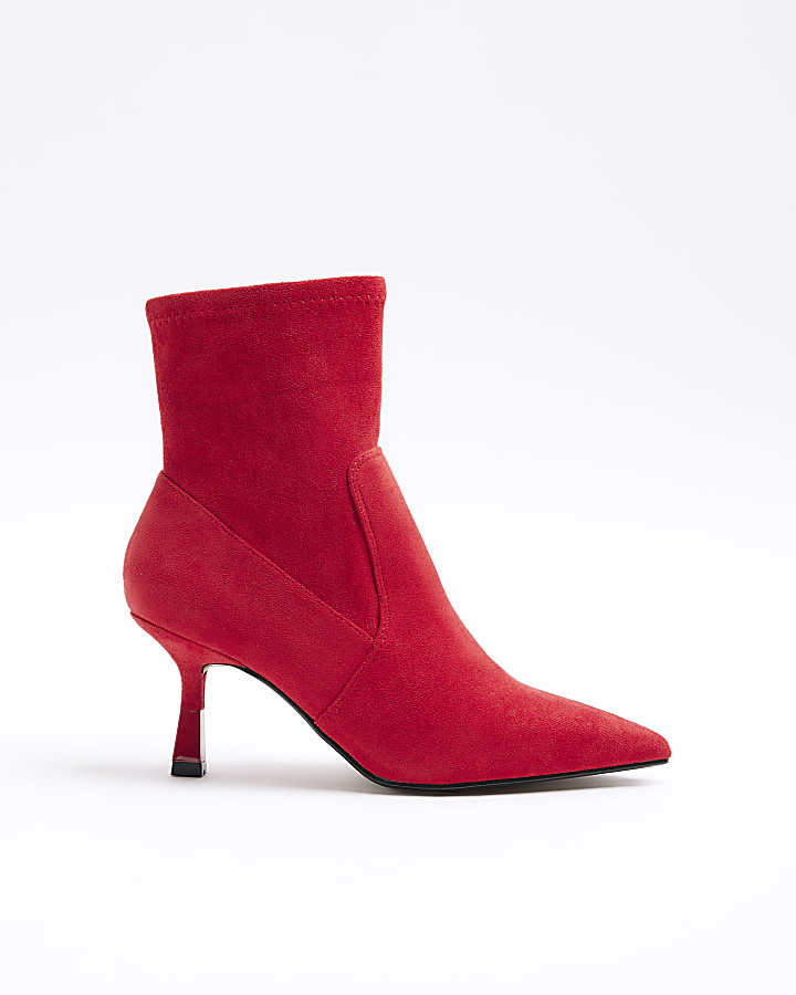 River island red ankle boots sale