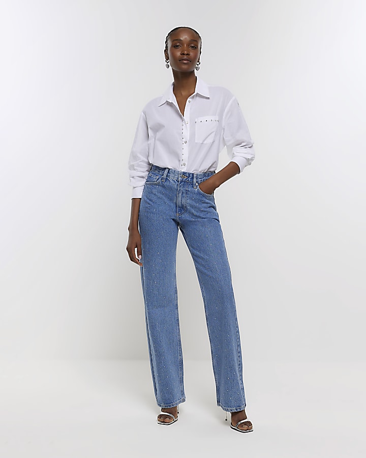 Diamante side 2024 stripe jeans