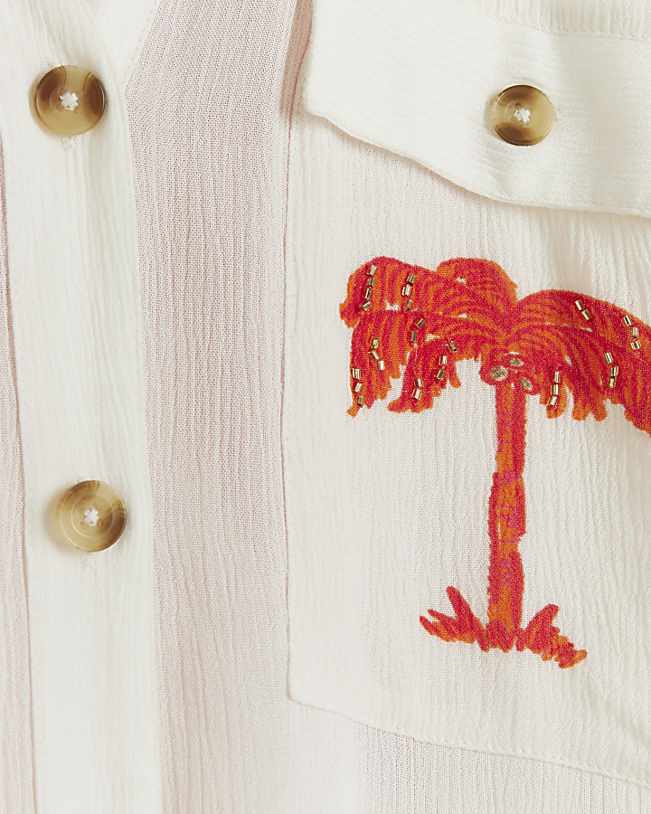 Cream palm tree beach shirt