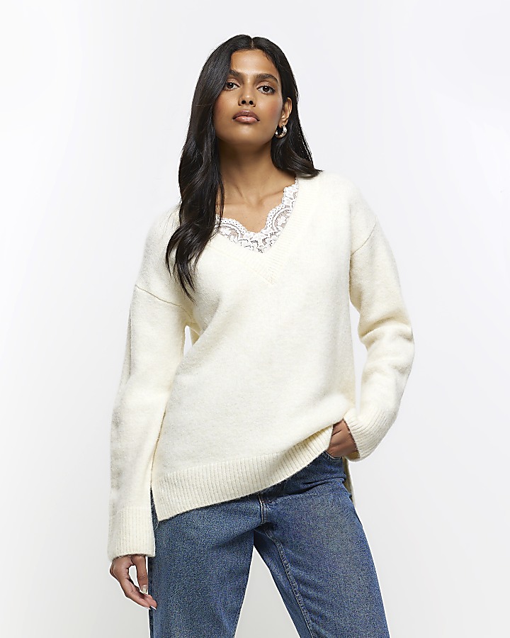 Cream shop lace jumper