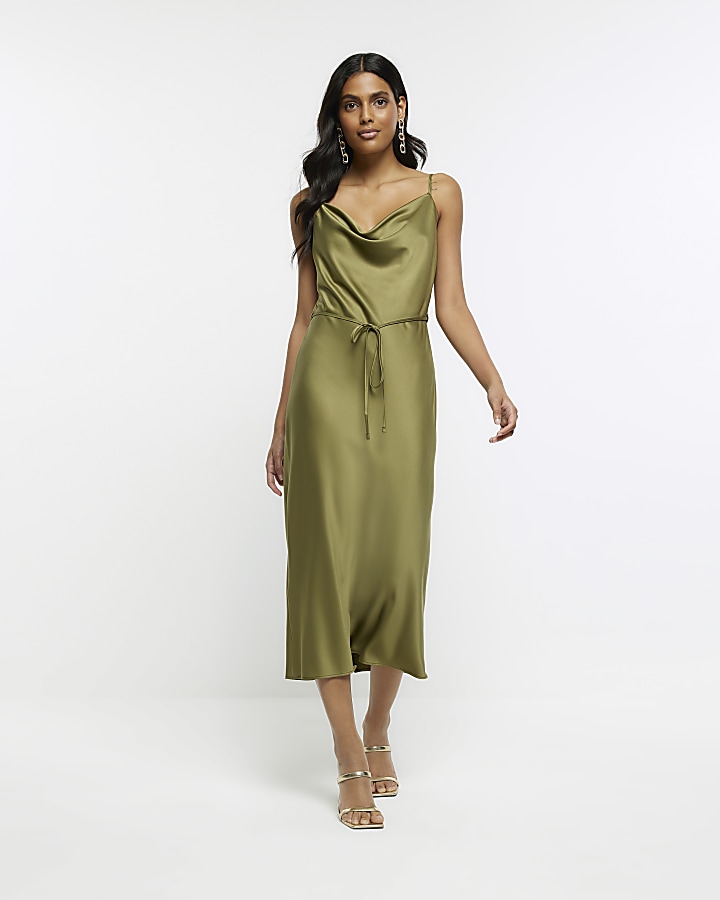 Khaki cowl hotsell neck dress