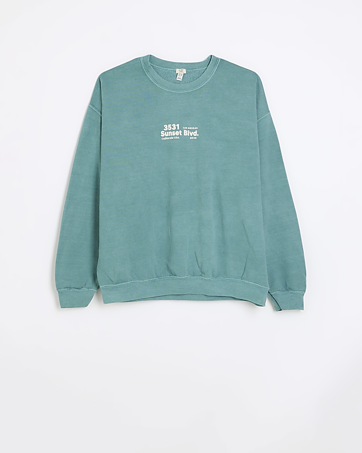 Green graphic print sweatshirt | River Island
