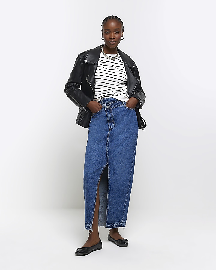 River island sale long denim skirt