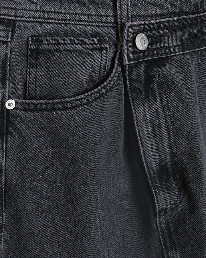 Grey asymmetric waist denim maxi skirt