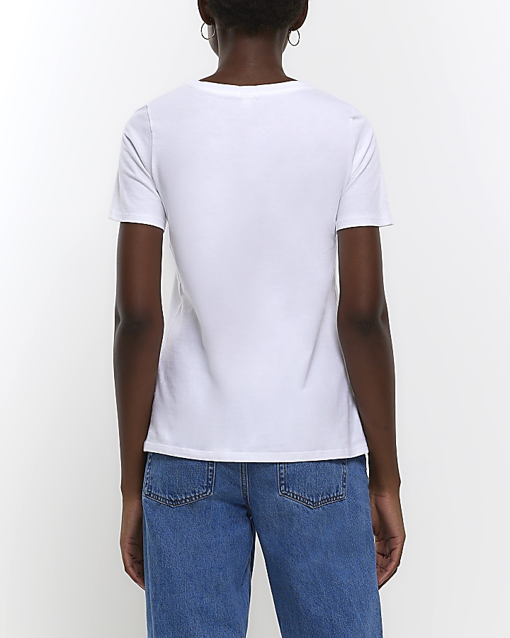 White corsage detail t-shirt